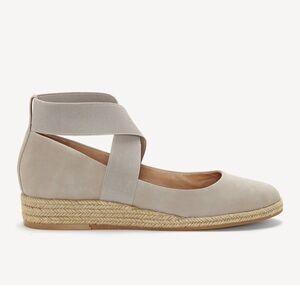 Corso Como Gray Leather Bellah Espadrille Wedge | 7.5